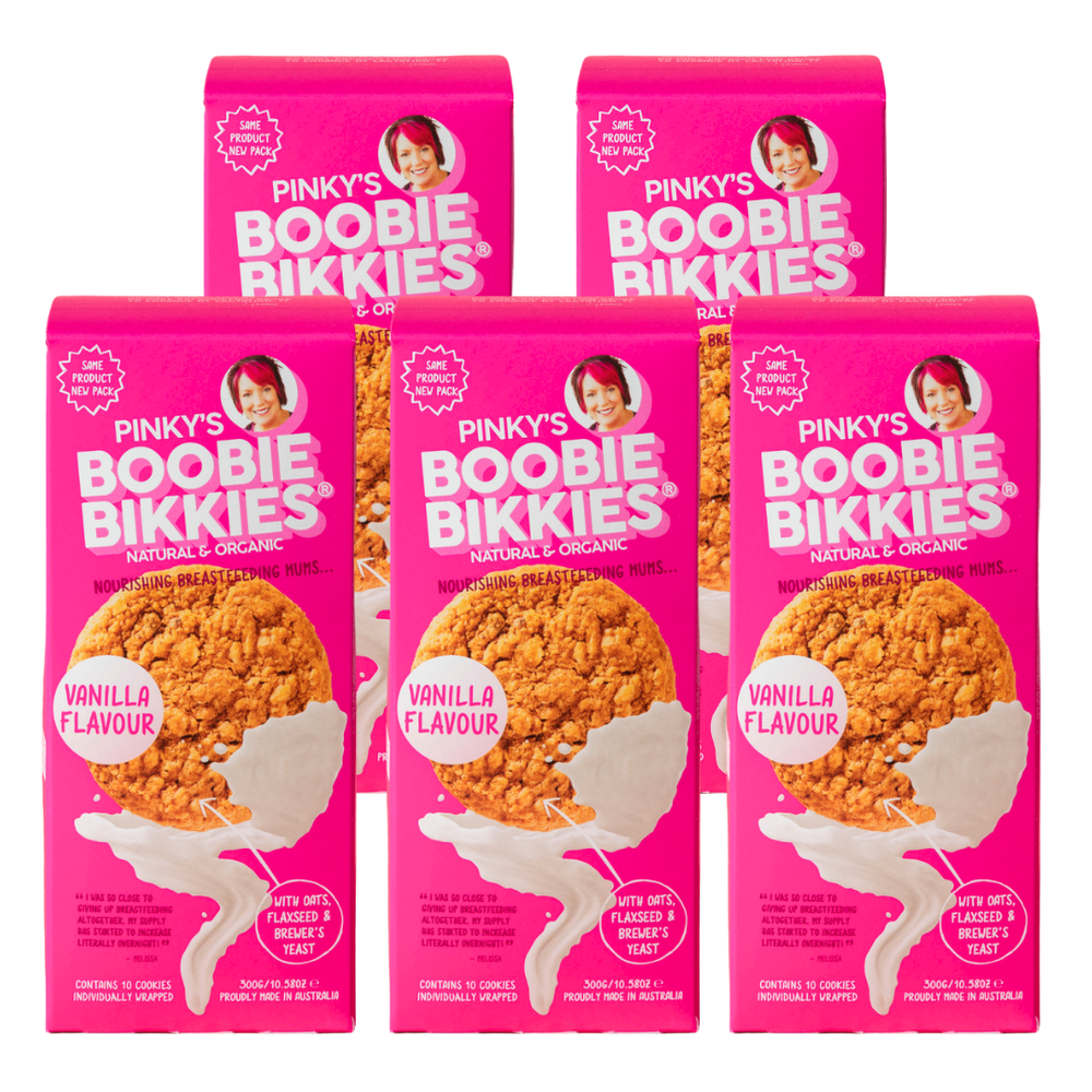 Boobie Bikkies lactation cookies, 5 pack bulk bundle for breastfeeding mums.